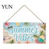 Summer Themed Gifts Wooden Hanging Sign, Beach Theme Welcome Sign Front Door Decor with Rustic Wood Plaque Rope, Colorful Hanger for Seasonal