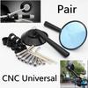 2X 81.5Mm Motorcycle Rear View Mirror Side Mirror Anti-Glare Blue Cnc Aluminum