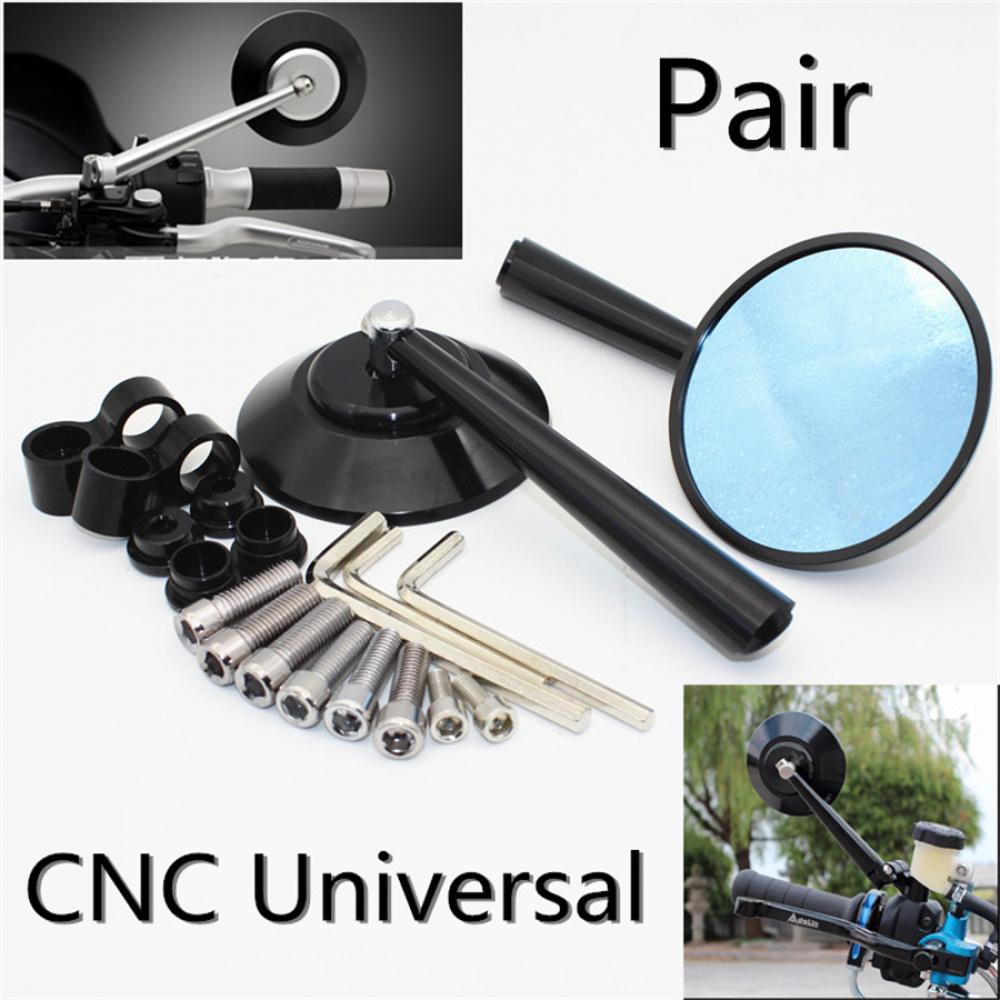 2X 81.5Mm Motorcycle Rear View Mirror Side Mirror Anti-Glare Blue Cnc Aluminum