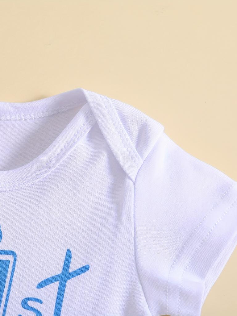 Cute Letter Pattern T-shirt Printed Clothes Boutique Baby Bodysuit One Piece Unisex Short Sleeve Suitable for Boys and Girls Baby