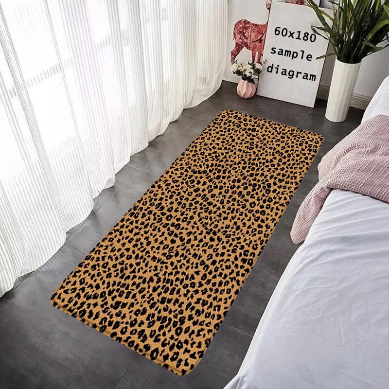 Doormat Flannel Floor Mat Leopard Grain Indoor Foot Rug Bedside Mats Kitchen Corridor Water Absorbent Carpet Ideal Balcony Decor