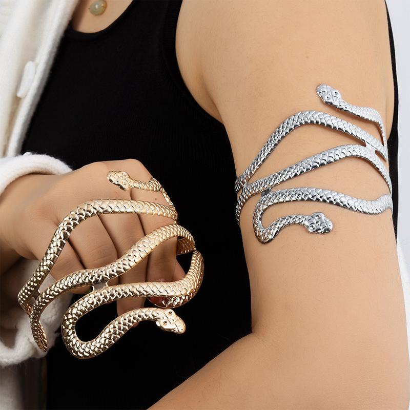 Vintage Egypt Swirl Snake Arm Cuff Armlet Armband Big Wide Bangle Bracelets for Women Cuff Indian Anime Men Fashion Jewelry