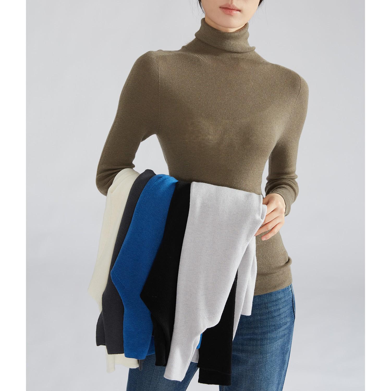 

Skin-Friendly Seamless Merino Wool Base Layer Knitwear - Half & Full High Neck M