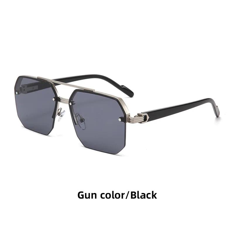 Nouveaux Lunettes de Soleil Demi-Monture Hommes Femmes Designer Carrées Verres Plats Rétro Punk Lunettes de Soleil Protection UV400 Gafas De Sol