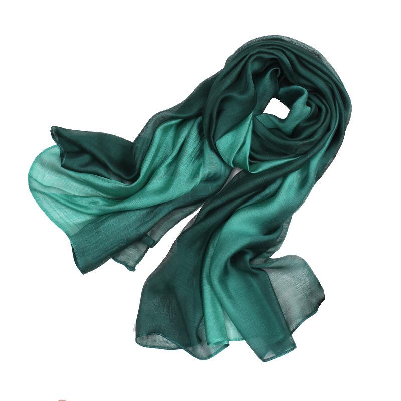 Dual-Use Gradient Mulberry Silk Scarf: Cotton, Linen & Silk Wrap for Women