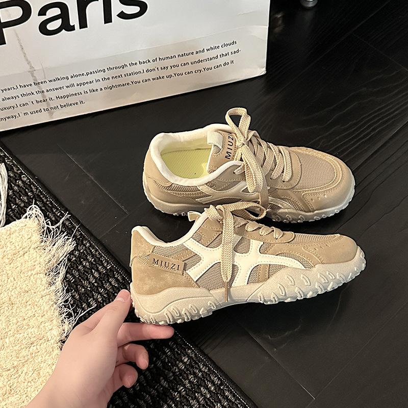 Fashion Retro Summer Color Matching Lace-up Comfortable Sports Moral Training Shoes Women's Autumn Lightweight and Versatile Forrest Gump Shoes Mesh