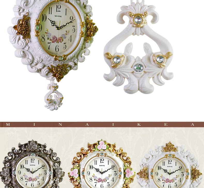 European Retro Pastoral Quartz Wall Clock for Living Room - Simple Creative Design