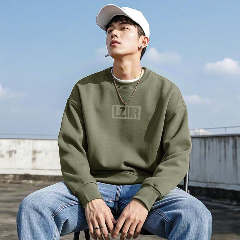 TonLion Men's 2025 Spring Letter Print Crew Neck Sweatshirt
