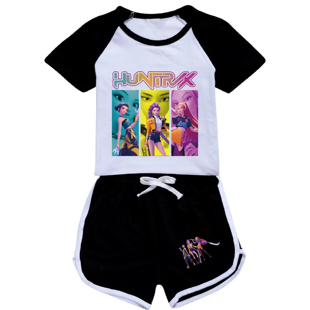 4979 Kids Girls POP Rumi Zoey Mira Print T-shirt Shorts Sport Tracksuit Clothes Set