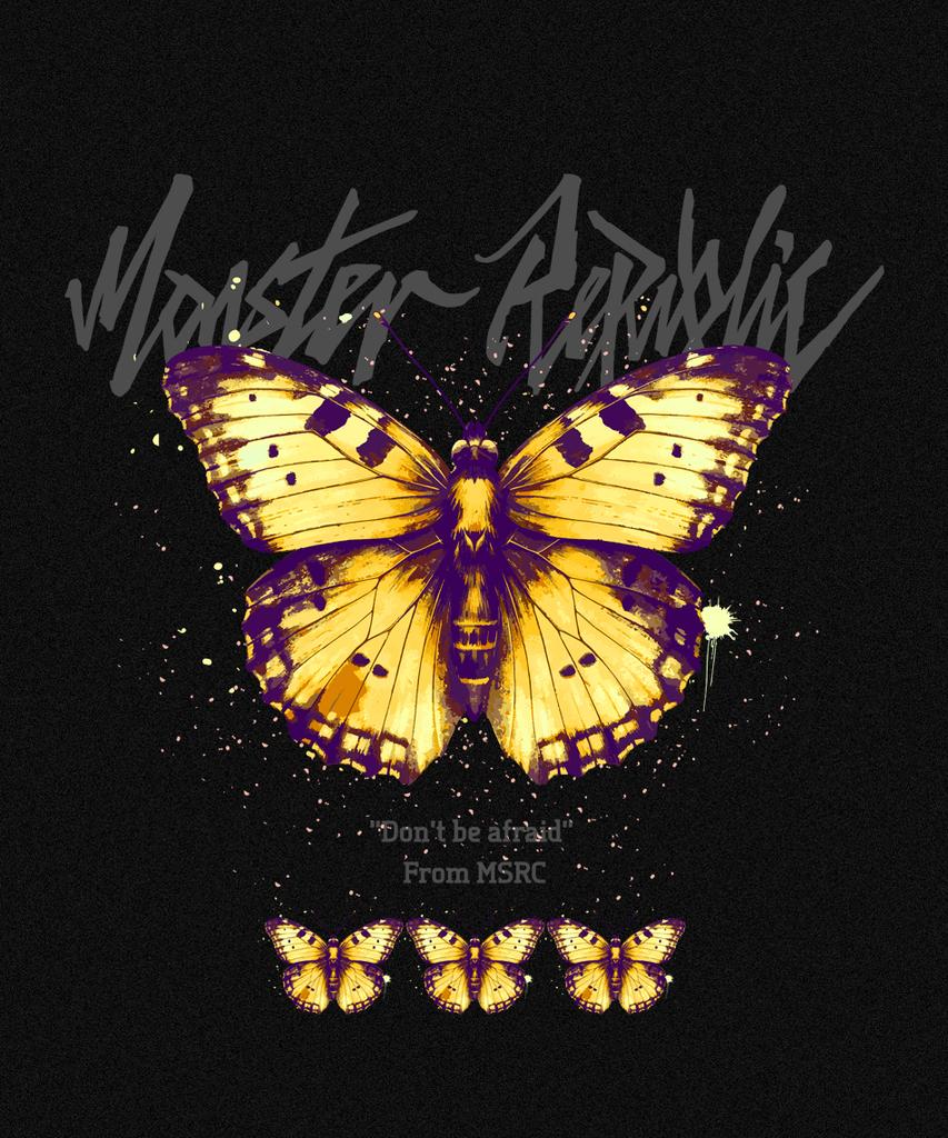 Monster Republic Butterfly Yellow T-Shirt Black
