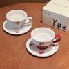 Cartoon Style Ceramic Christmas Coffee Cup and Saucer Set Hand-Painted Household Water Mug Creative Festive Gift for Holiday