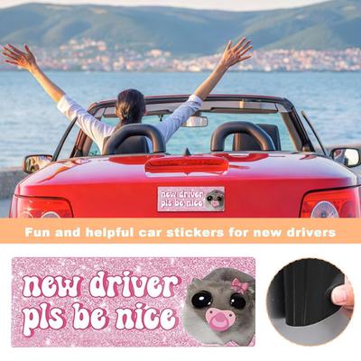 22x8cm Aimant pour Conducteur Nouveau Panneau Autocollants pour Voitures Design Animal Amusant pour la Pratique de la Conduite Entraînement à la Sécurité Pare-chocs de Véhicule