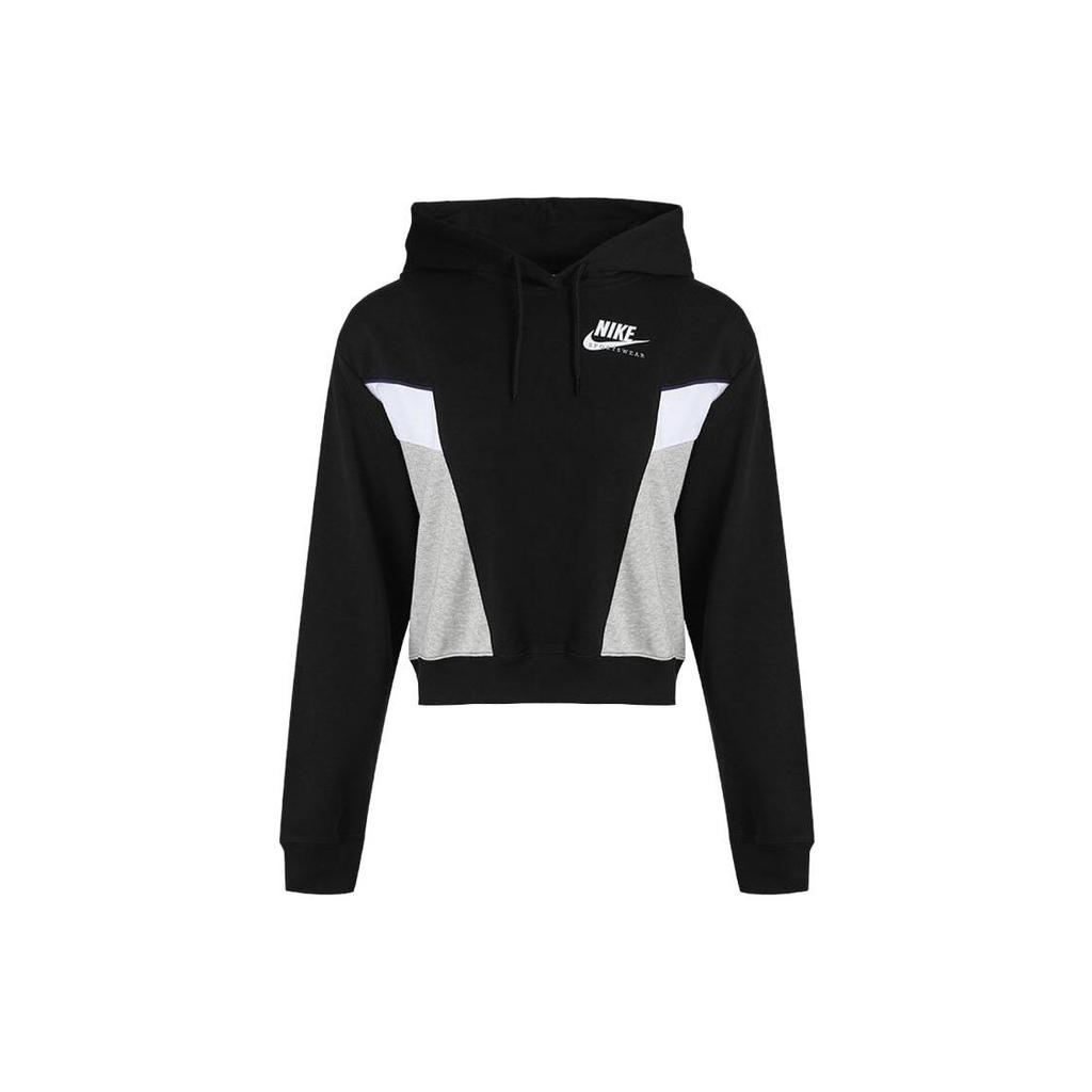 Nike Color Block Casual Breathable Knitted Hoodie Women hoodies Black White CZ8605-010