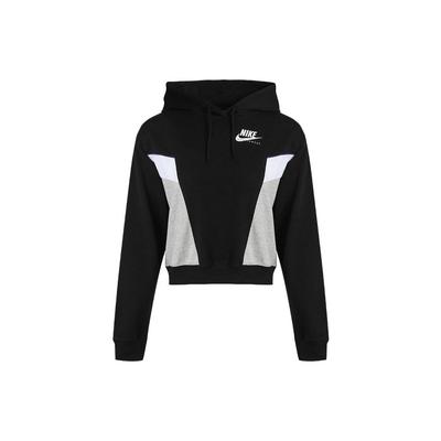 Color Block Casual Breathable Knitted Hoodie Women Hoodies Black White CZ8605-010