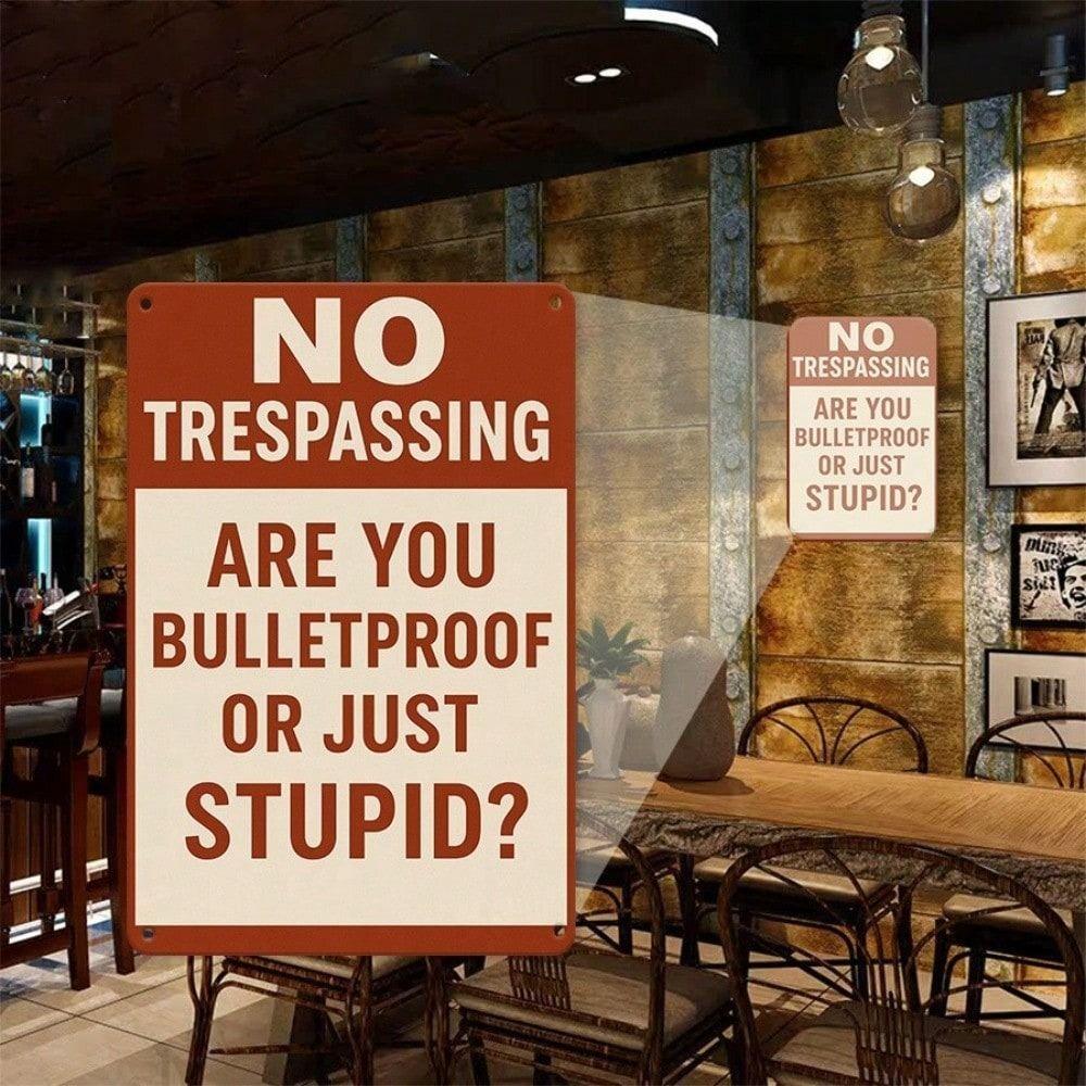 Vintage Metal Sign No Trespassing Wall Decor for Garden Garage Farm