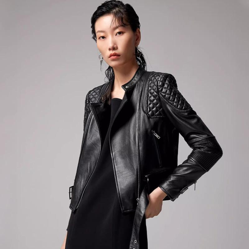 

Весна и осень новый стиль мотоциклетный костюм утягивающий дизайн нишевая черная крутая горячая велосипедная кожаная куртка для женщин 3XL