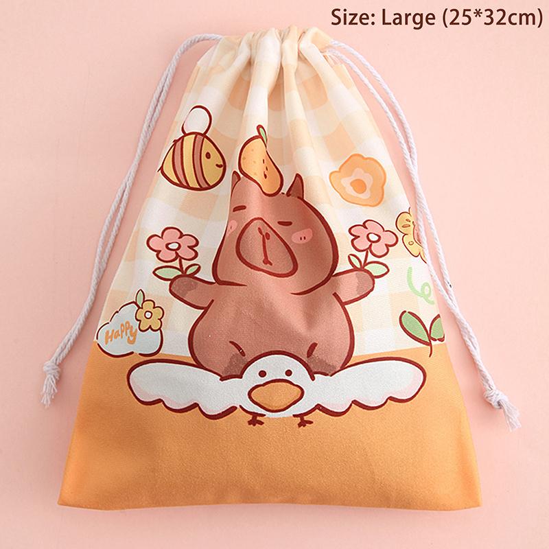 Capybara Travel Drawstring Tote Storage Bag Organizer Bag For Underwear Toy Handbag Storage Bag Cartoon Birthday Gift