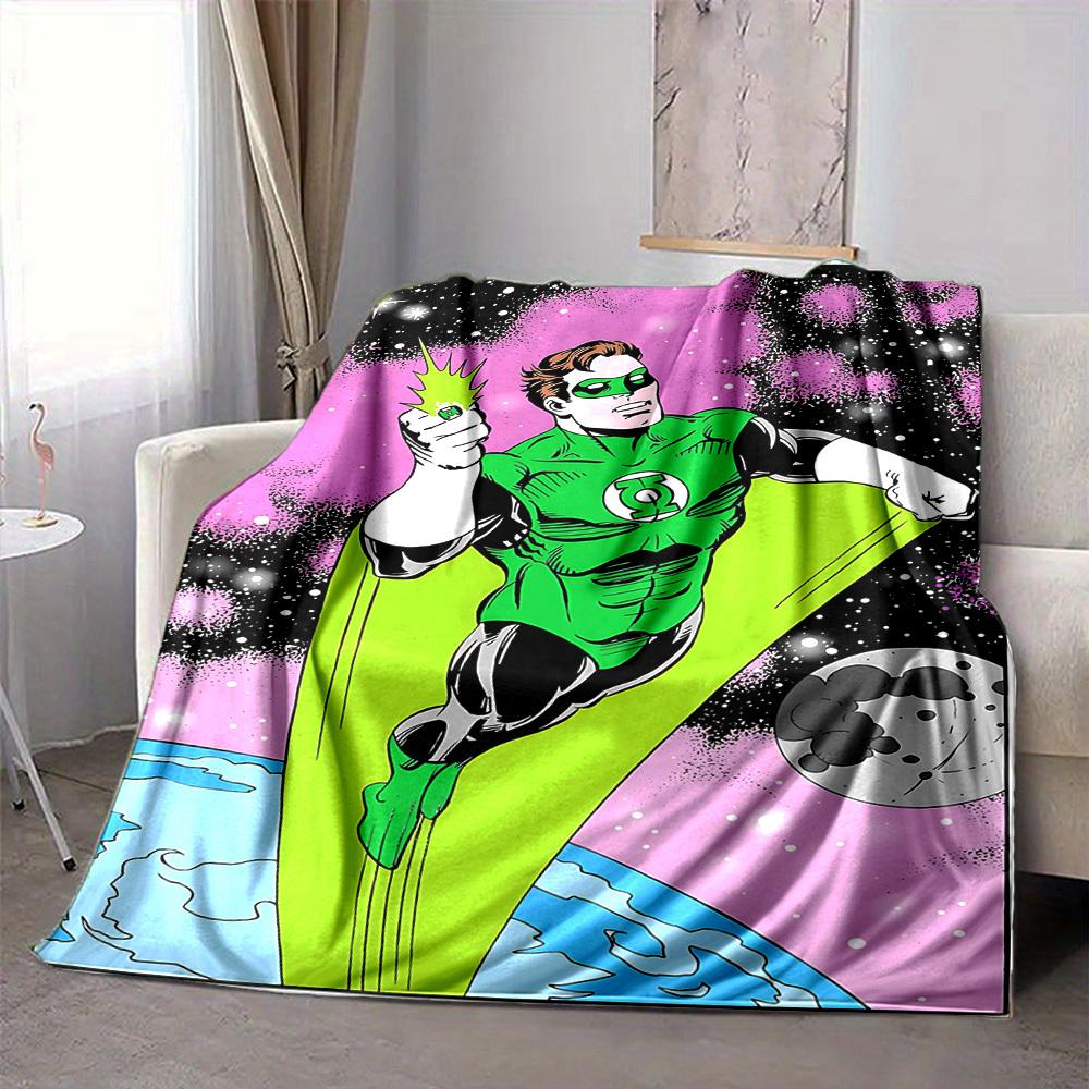 1 Stück Green Lantern Decke Polyesterfaser, Ganzjahreskomfort für Sofa, Bett, Büro, Auto, Camping, Ideale Heimdekoration & Geschenk, Bürokomfort