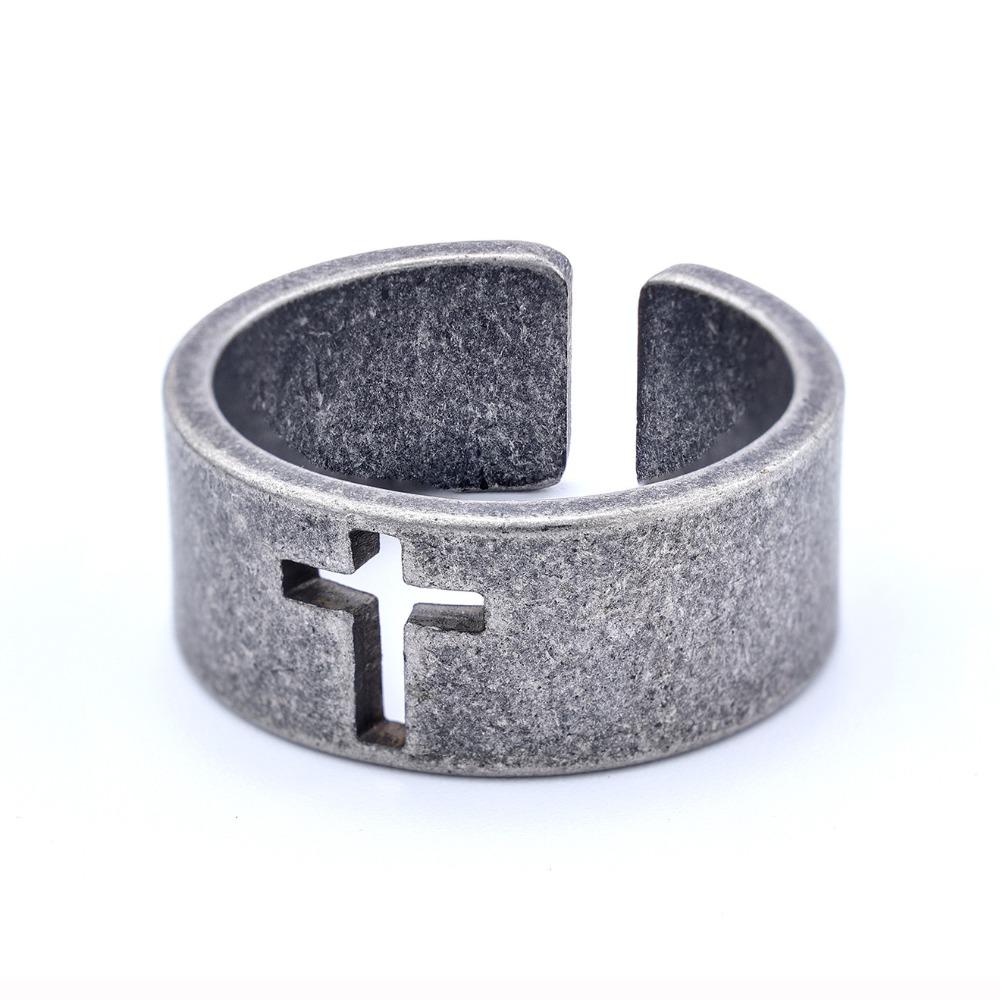 Classic Motorcycle Titanium Steel Ring For Men Vintage Hollow Out Bible Design Biker Jewelry Gift