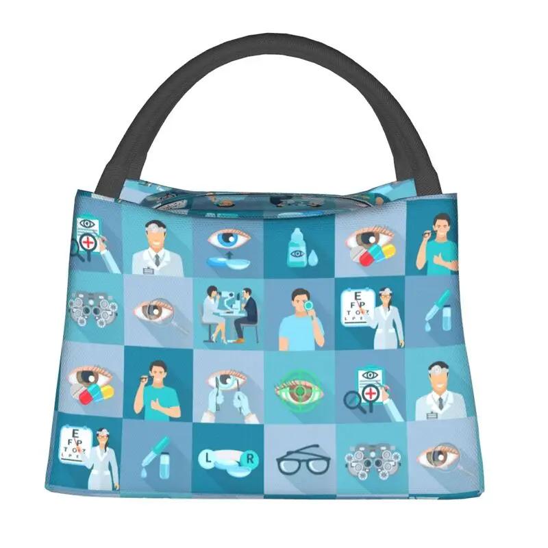 Syntest Snellen-tavla Lunchväska för kvinnor Optiker Synundersökning Återanvändbar Kylväska Termisk Matisolerad Lunchlåda