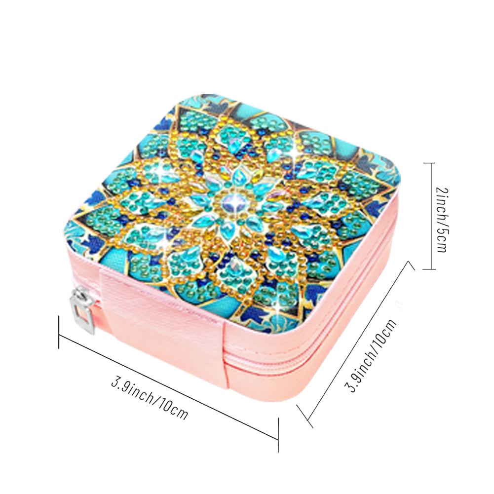 

PU Mandala Diamond Painting Jewelry Box Kit 5D DIY Storage Box Rhinestone Mosiac Portable Zipper Case for Necklaces Earrings