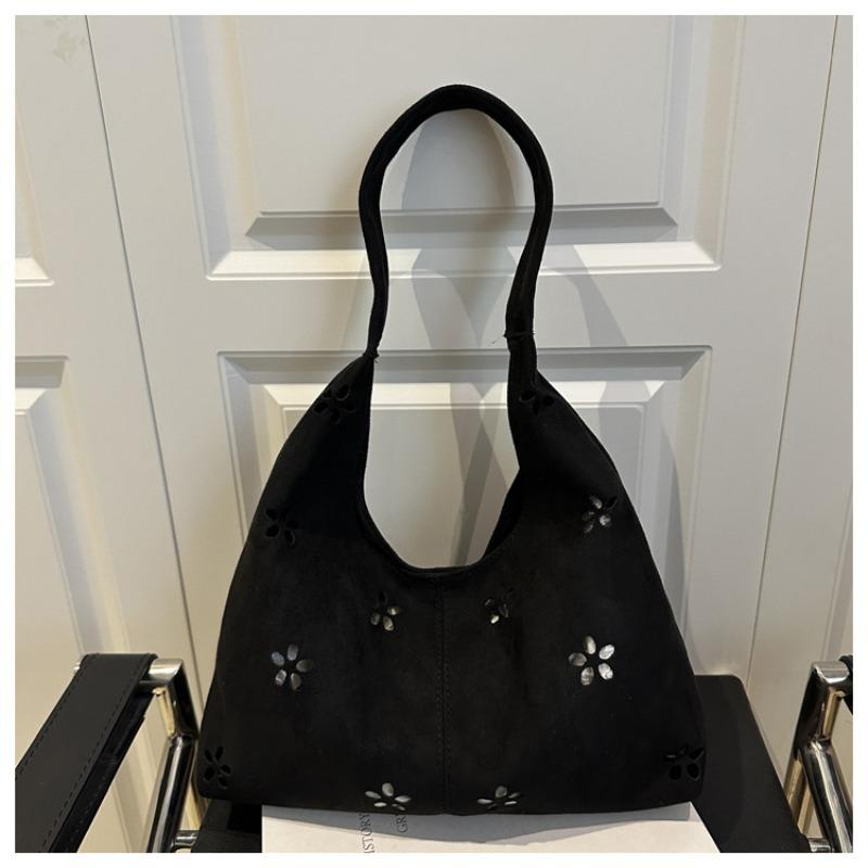 2 New fashion tote bag temperament retro hollow shoulder bag autumn and winter versatile casual handbag bag чёрный