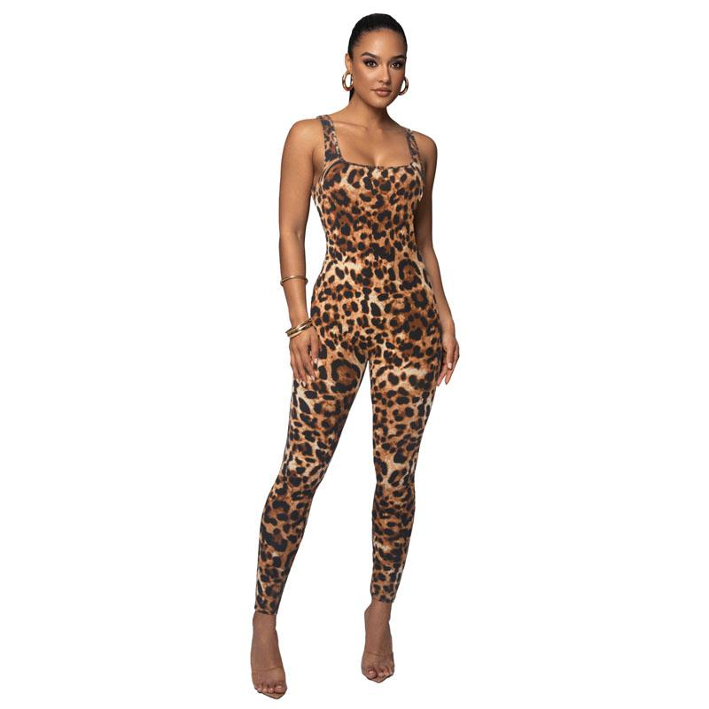 Women's Sleeveless Vest Onesie Threaded Square Neck Hip Lift Slim Sexy Jumpsuit