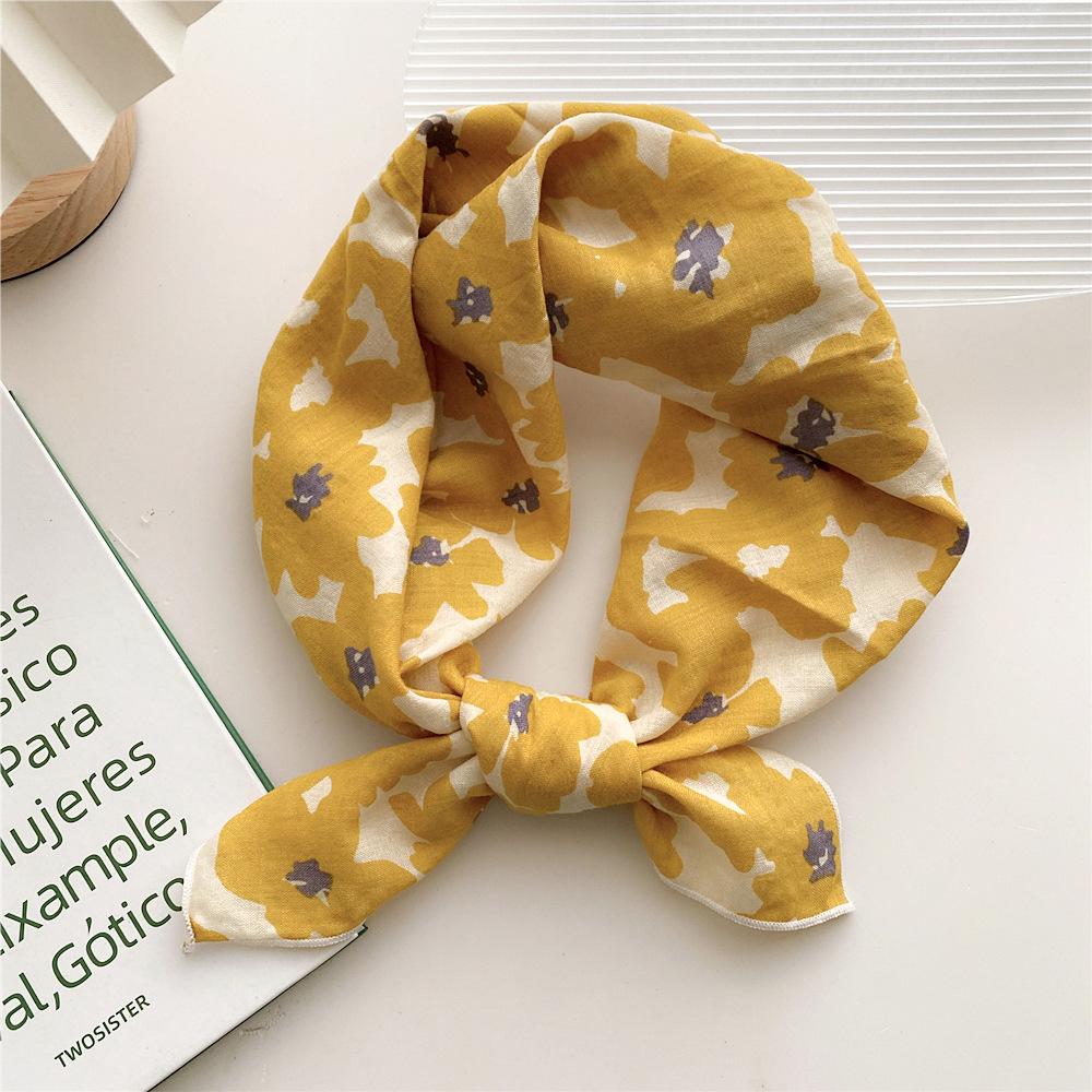 55cm Laies Headband Cotton Linen Square Scarf Women Korean College Girls Fashion Spring Autumn New Style Elegant Neck Scarves