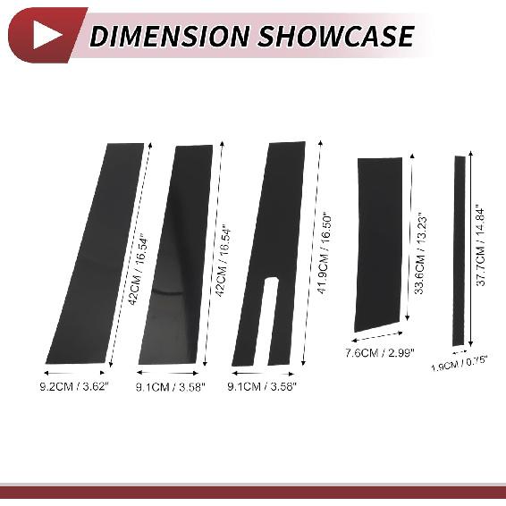 9 Pcs Door Pillar Window Trim for Lincoln MKT 2010-2015 Front Rear Left Right Anti Scratch Sticker Pillar Posts Door Outer Exterior Cover Black