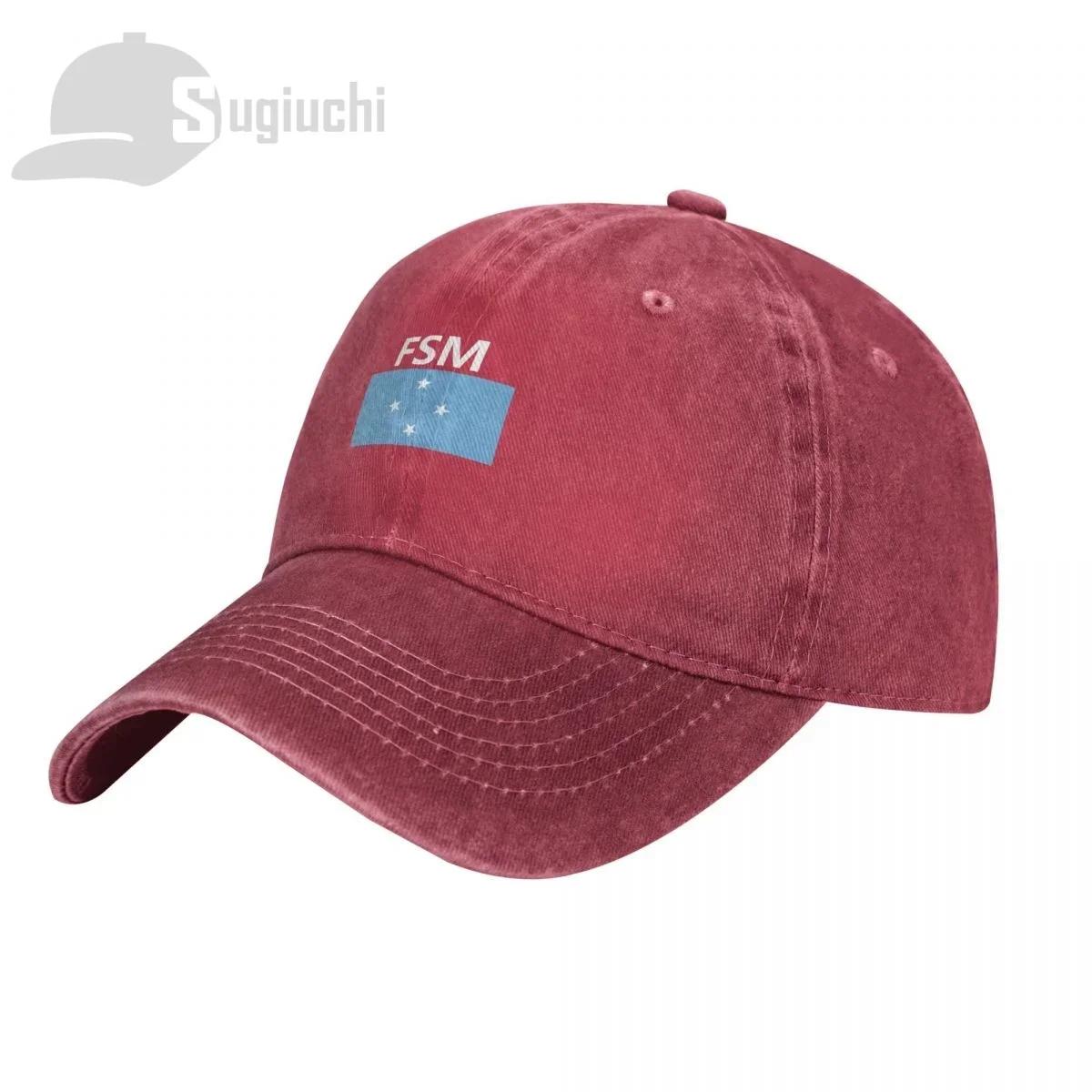 Federated States Of Micronesia Flag With Letter Washed Cap Gorras Snapback Caps Baseball Dad Outdoors Travel Sun Hats Casquette One Size
