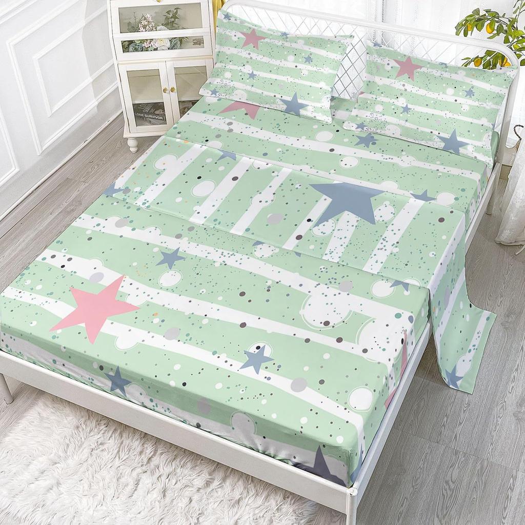 Cartoon Animal Sea Lion Pattern Bed Hat Four-Piece Bedding Set Bedroom Dormitory Bedding Decoration