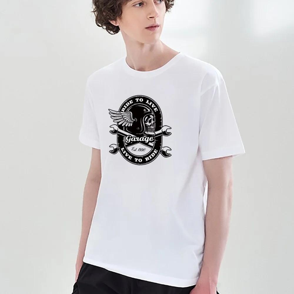 T-shirt Man Skull Print Short Sleeve Harajuku Summer Tshirts Casual Round Neck Short Slee Top Clothing Hip Hop Trend Streetwear