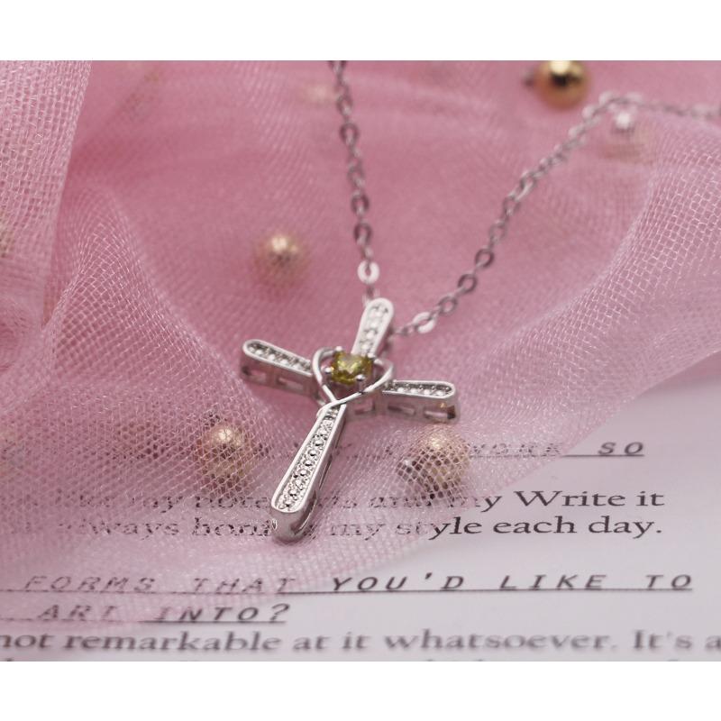 Mode Temperament Klassisches Kreuz mit Diamanten Damen Schlüsselbein Kette Halskette Geschenk Anhänger Schmuck