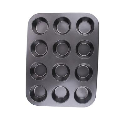 Muffinsform Non-Stick PTFE-Beläggning Rund 12 Hål Kakbakplåt för Hemmakök