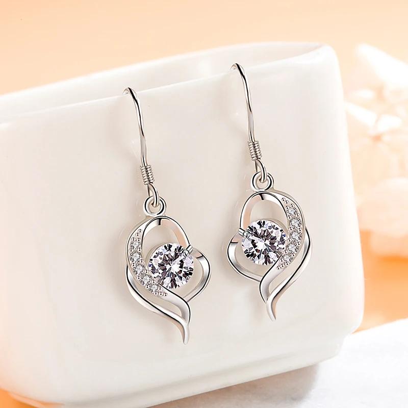 

Boucle D’oreille Femmes Copper Women s Fashion Zircon New Crystal Zircon Heart Drop Earring Earrrings New In Woman Piercing медный