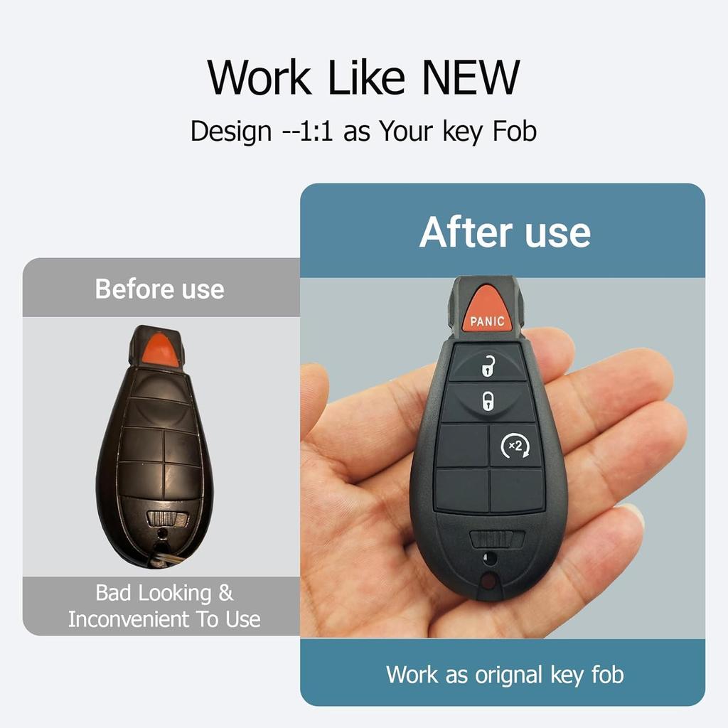 Replacement Key Fob Cover Case fit for 2008-2015 Dodge Ram 1500 2500 3500 Truck Chrysler Jeep Keyless Entry Remote Control Key Fob Shell