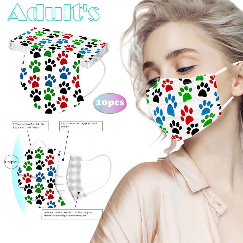 Adult  Women Man  Disposable Face Mask Industrial 3Ply Ear Loop 10PC Mask