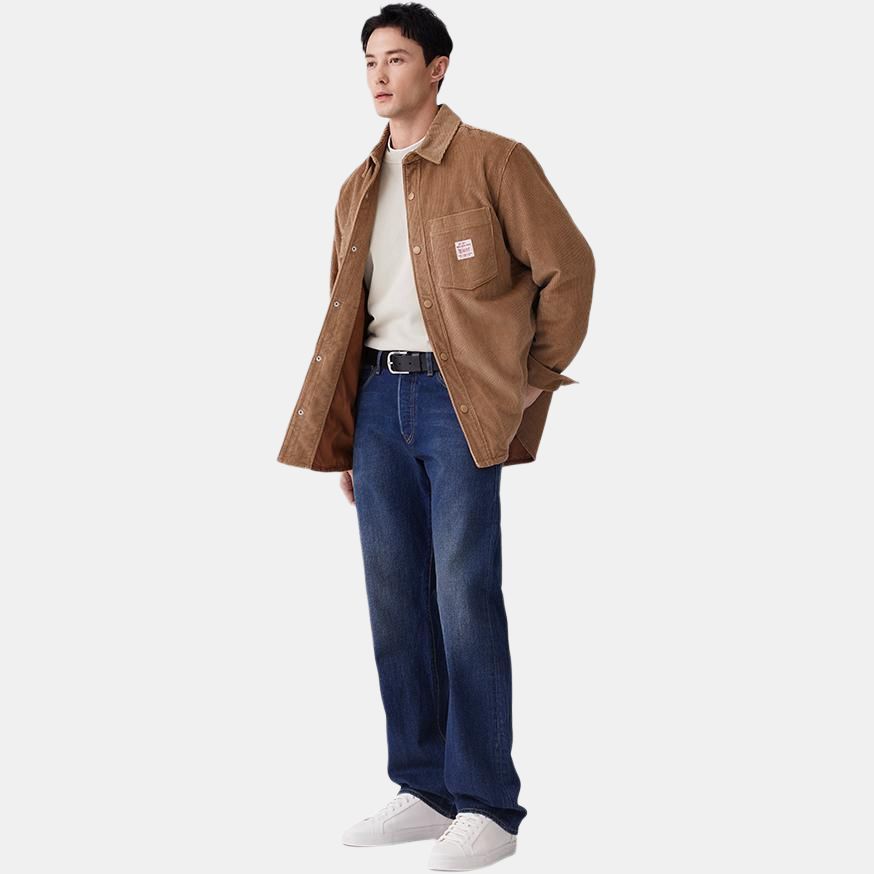 Levis Loose Corduroy Collar Long Sleeve Shirt Men Shirts Camel A8582-0001