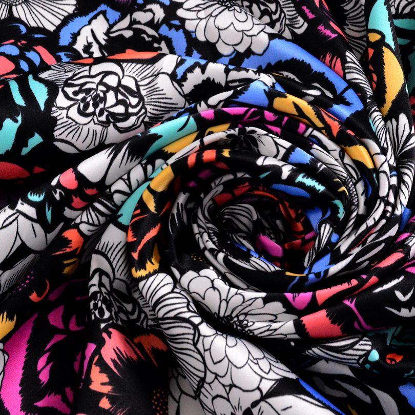 [BYSIFA] Brand Black Ladies Silk Scarf  New 90*90cm Matt Satin Square Scarves Fashion Accessories Spring Autumn Silk Scarf