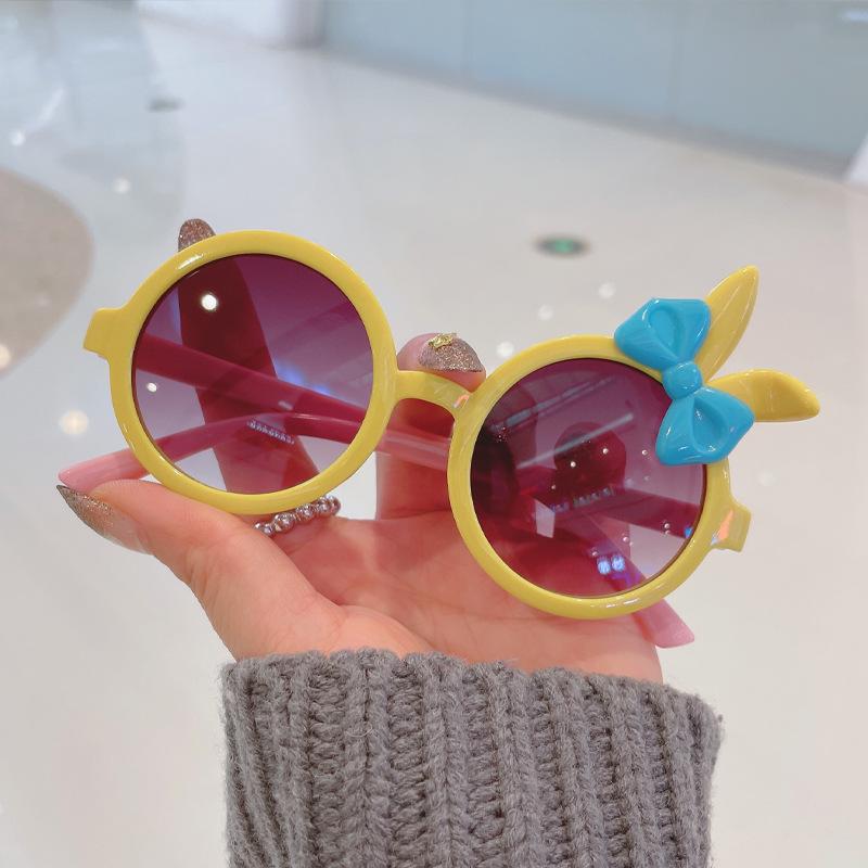 

UV400 Protection Eyewear Boy Girl Adorable Double Color Cartoon Bear Shape Circular Sun Glasses Glasses Kids Classic Sunglasses W139730WW-As shown in the figu