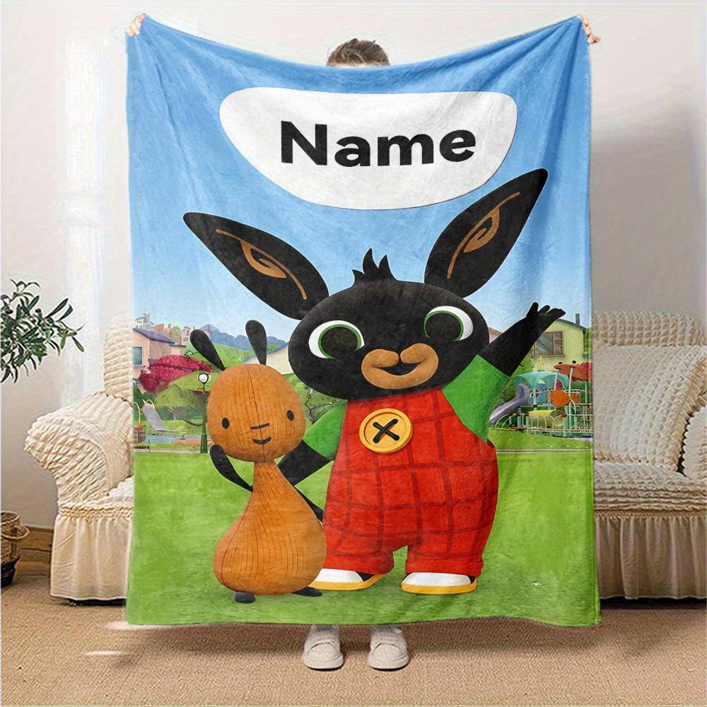 Bing Bunny Flannel Blanket With Customizable Name Soft And Comfortable Shawl Blanket For All Seasons Suitable For Home Travel Camping Office