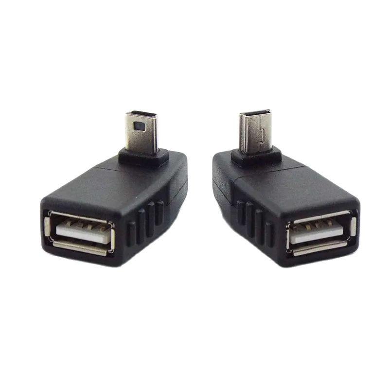 Mini USB 5kolíkový samec na USB typ A samice 90stupňový úhlový převodník Konektor dat synchronizace OTG adaptér pro auto PC Tablet Telefon U-Disk
