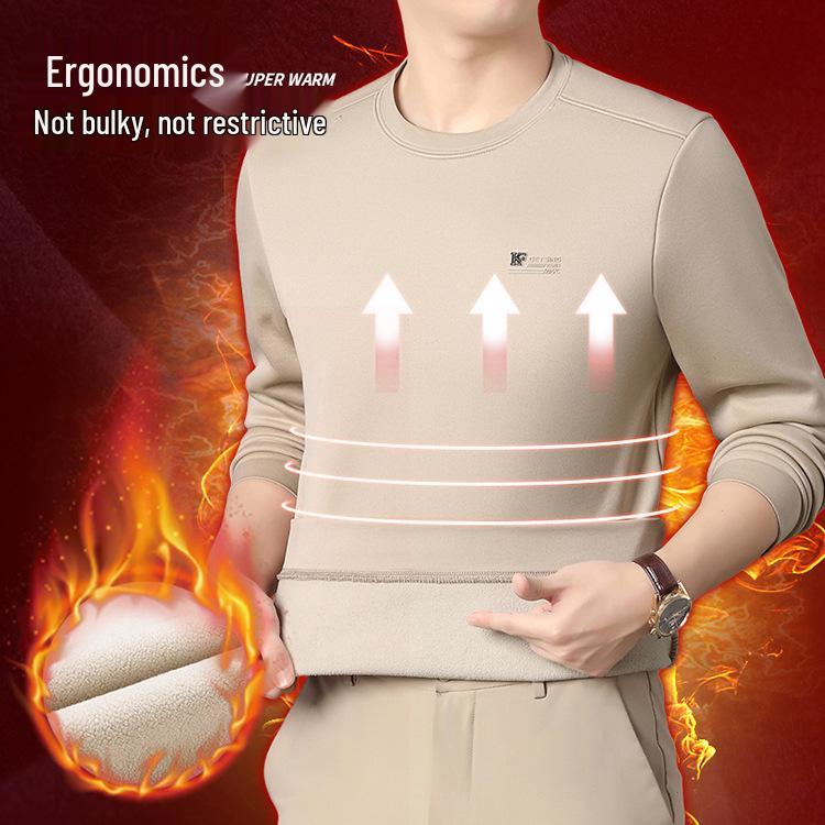 New Fashion Fleece-Lined Men's Sweatshirt: Winter-Ready, Skin-Friendly, Comfortable Long-Sleeved T-Shirt