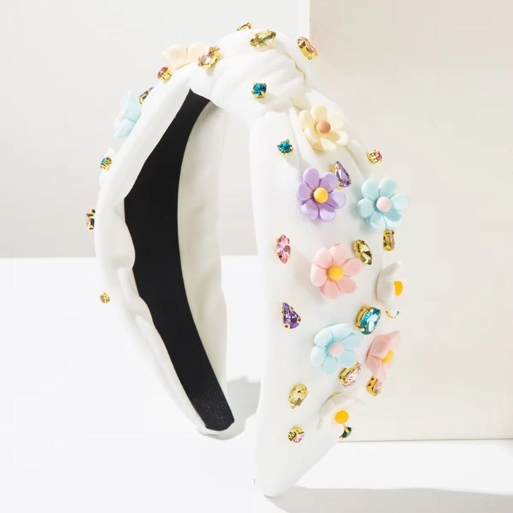 Gifts Baroque Diamond Flower Headband Wide Floral Accessories Sweet Headbands Candy-colored Women's Hair Accessories