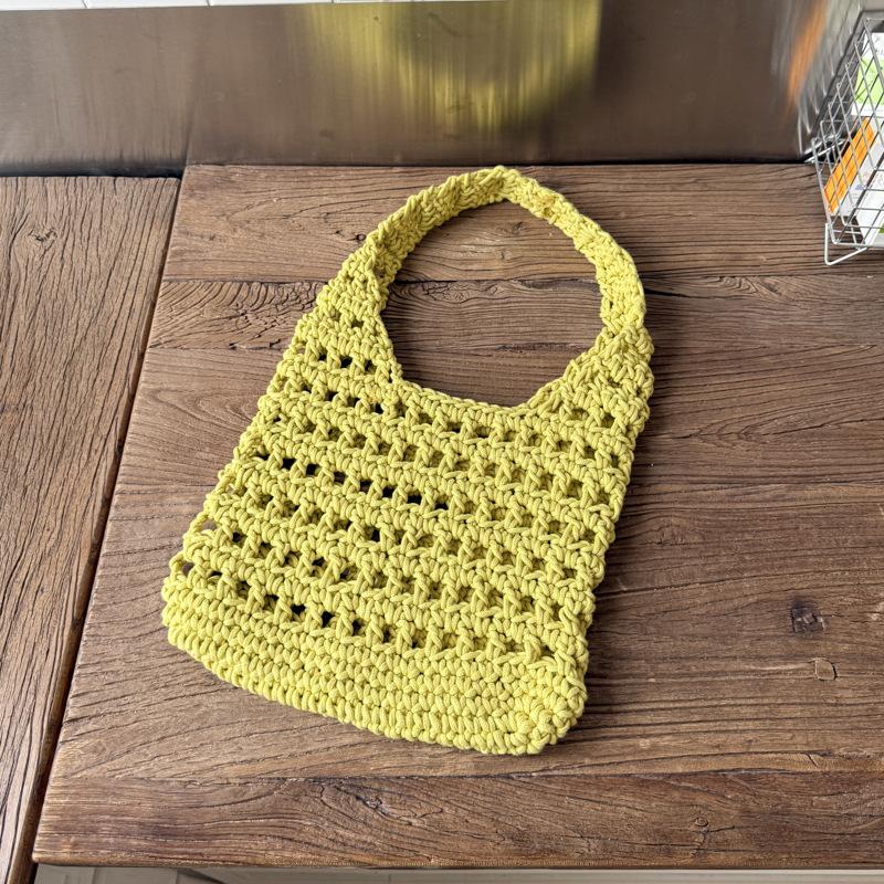 

Casual large-capacity woven bag 2025 new lazy wind hollow straw bag vacation beach bag fashion shoulder bag жёлтый