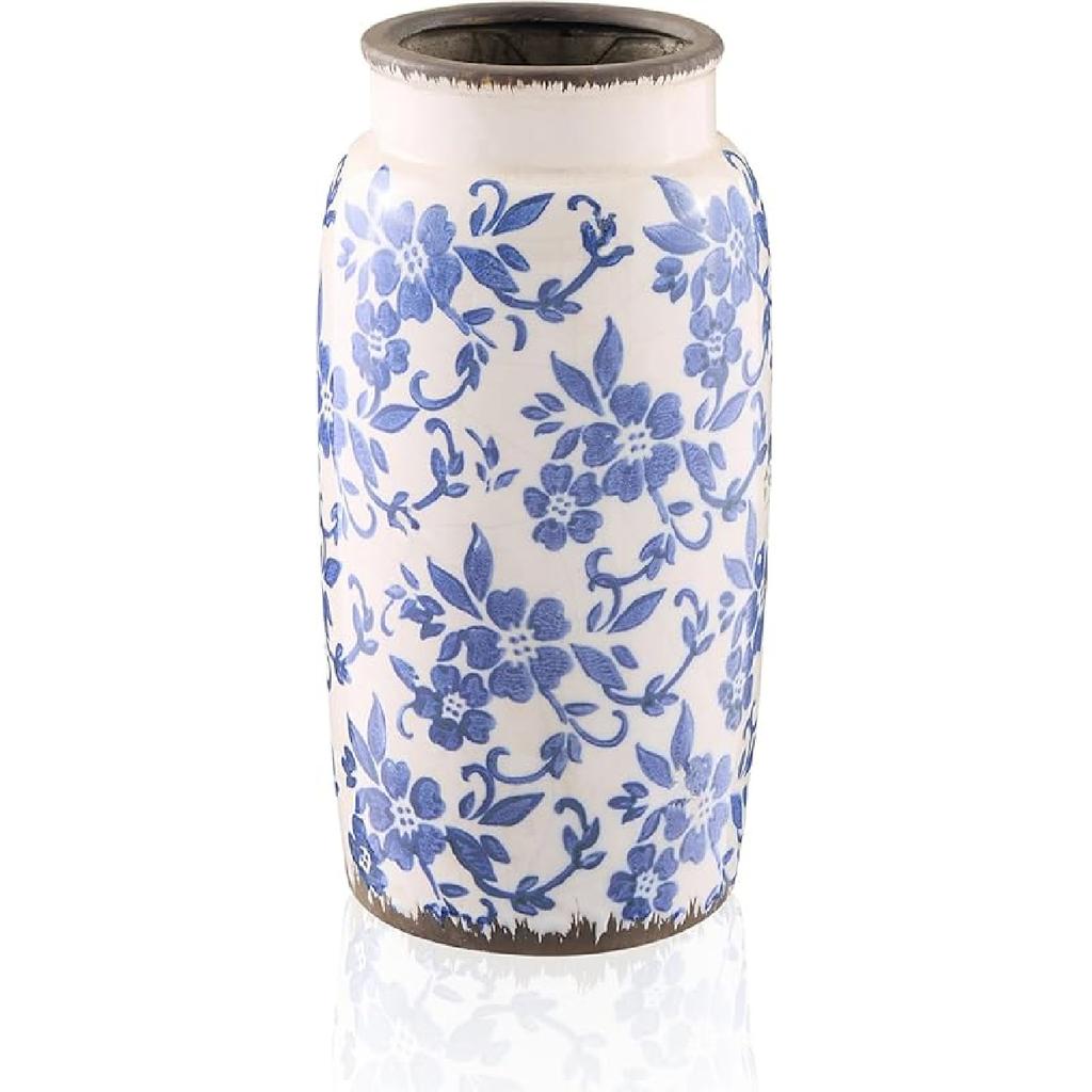 Chinese Blue and White Porcelain Vase, Ceramic Flower Vase Home Décor, Vases for Your Kitchen, Bedroom, Living Room, Bathroom, & Shelf Centerpiece