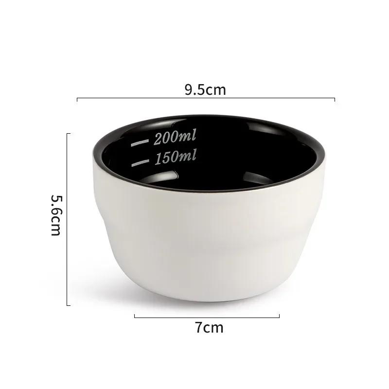 200ml Keramik-Kaffeeschale mit Skala Verdickte Messschale U Cupping-Tasse mit Löffel Espresso-Messbecher Kaffeezubehör