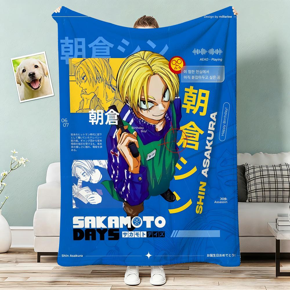 Popular anime SAKamoTO DAYS Throw Lightweight 240g Flannel Blanket Soft Skin-friendly for Summer Cooling 75x90cm