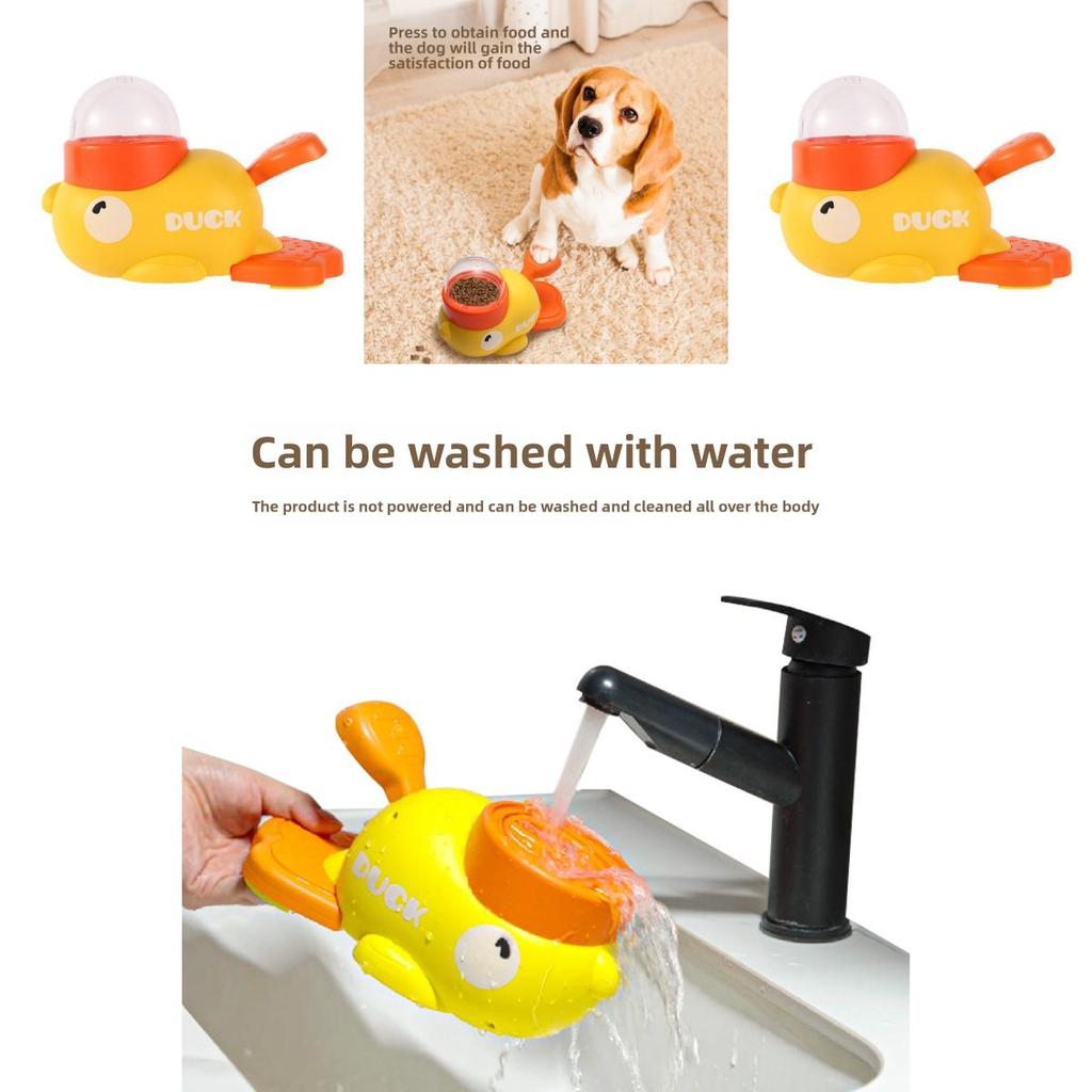 Small Yellow Duck Pet Interactive Toy Feeder For Cats And Dogs