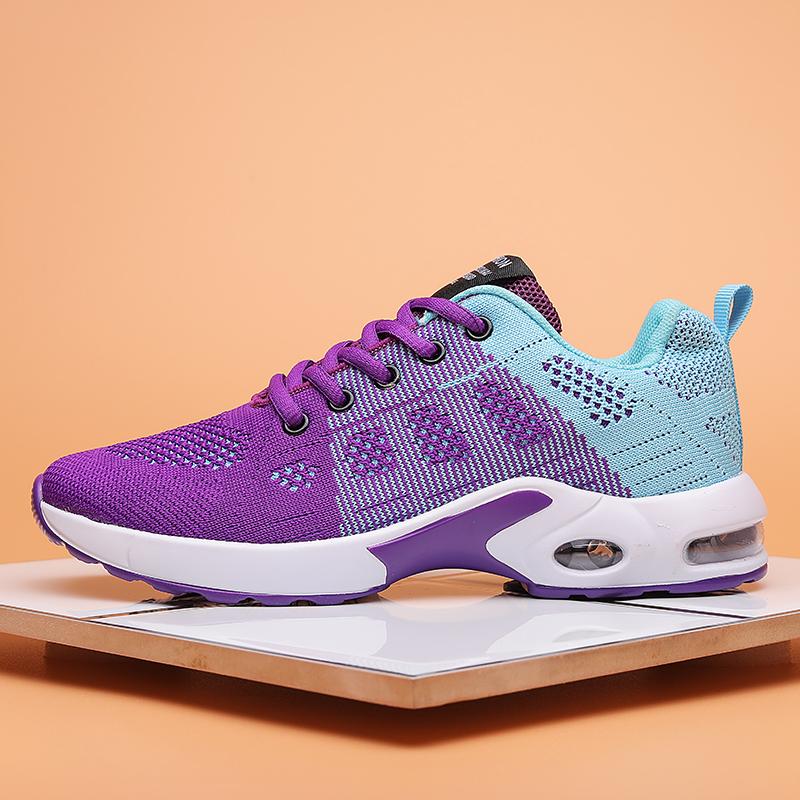 

fashion 2024 New Four Seasons PU Air Cushion Flying Woven Casual Sports Shoes Comfortable Breathable Sneakers Flats Free Shipping 42 фіолетовий